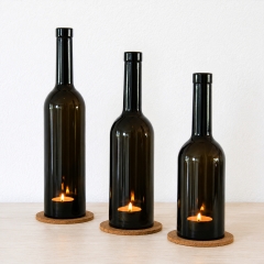 Windlicht aus Rotweinflaschen 3er Set